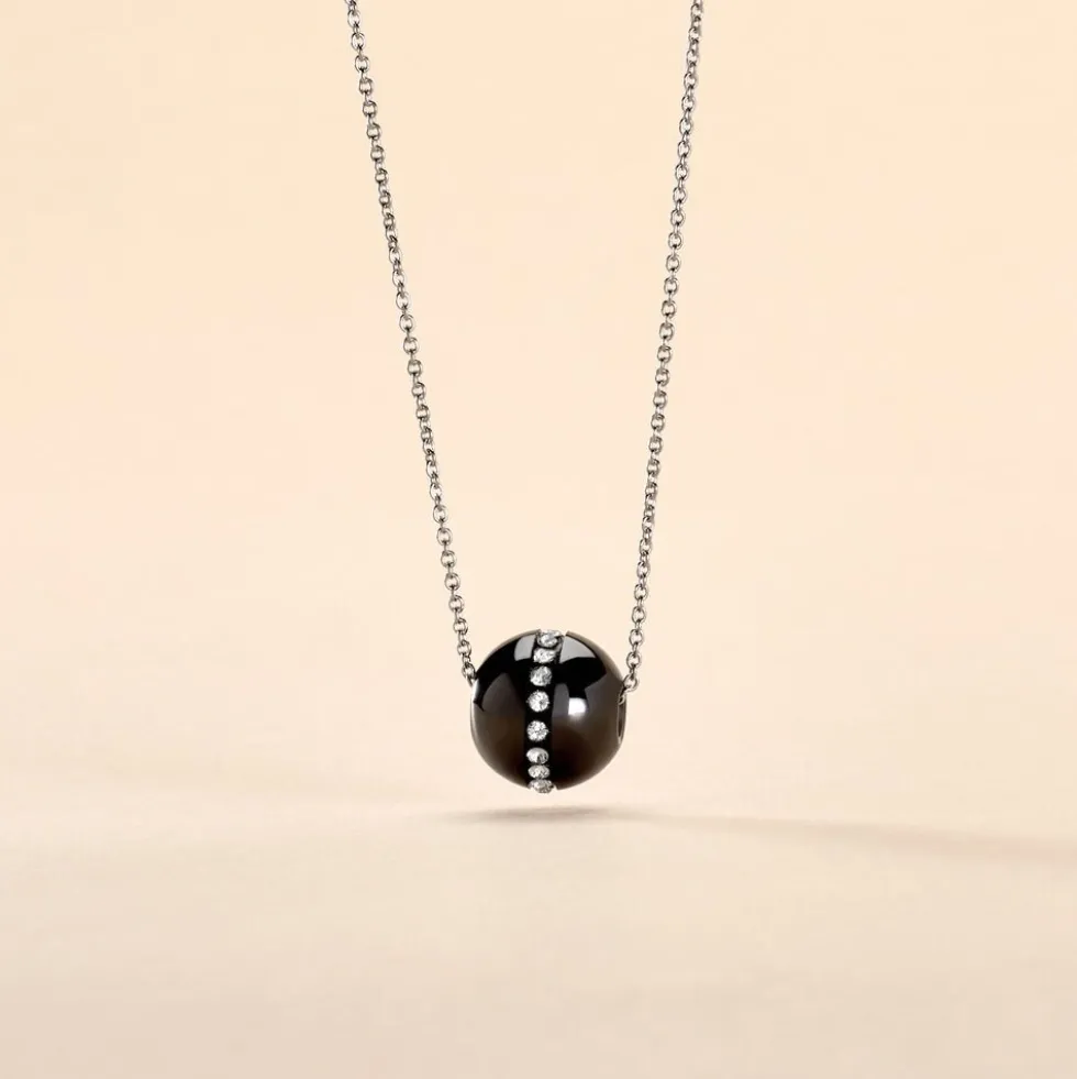Collier Nina Cera Argent Blanc Strass Et Céramique