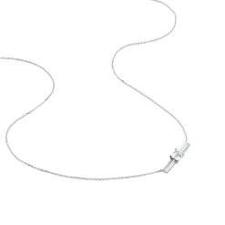 Collier Or Blanc Topaze Et Diamant
