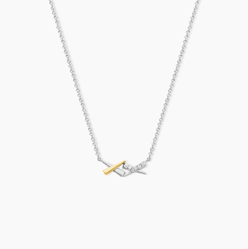 Collier Or Jaune Argent Blanc Oxyde De Zirconium
