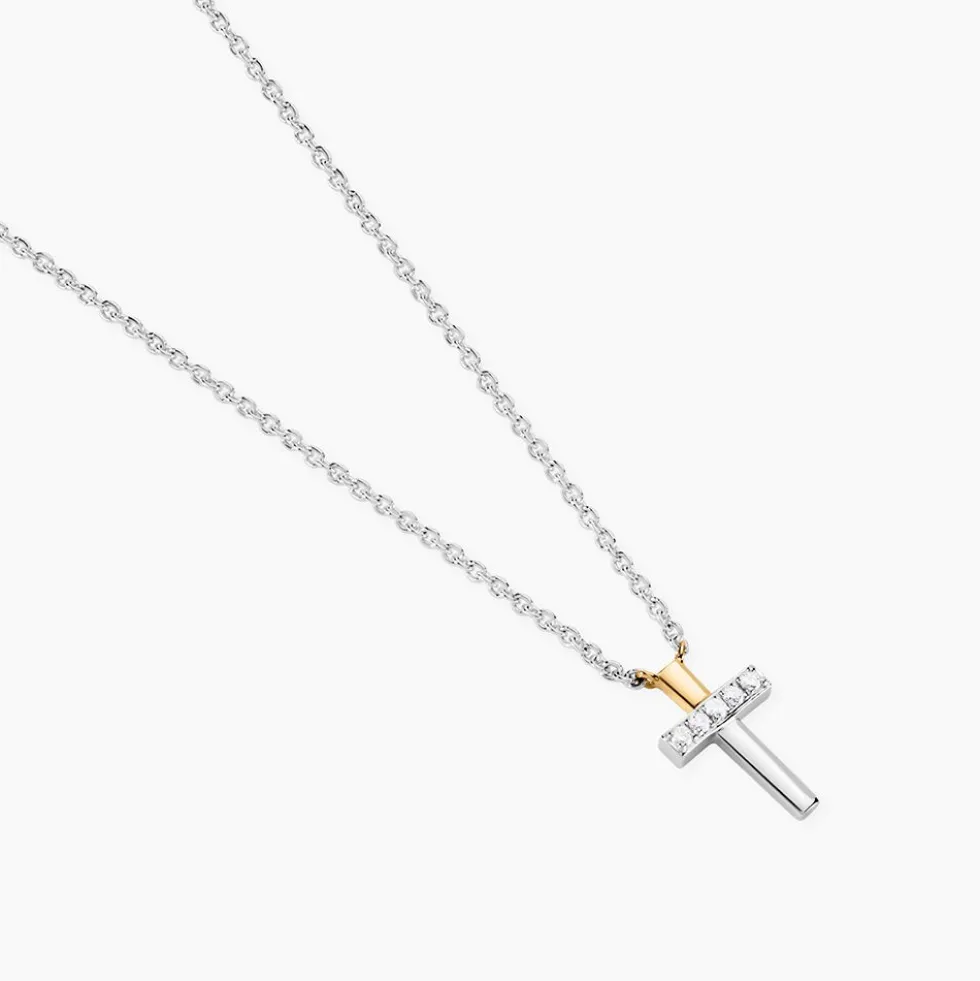 Collier Or Jaune Argent Blanc Oxyde De Zirconium