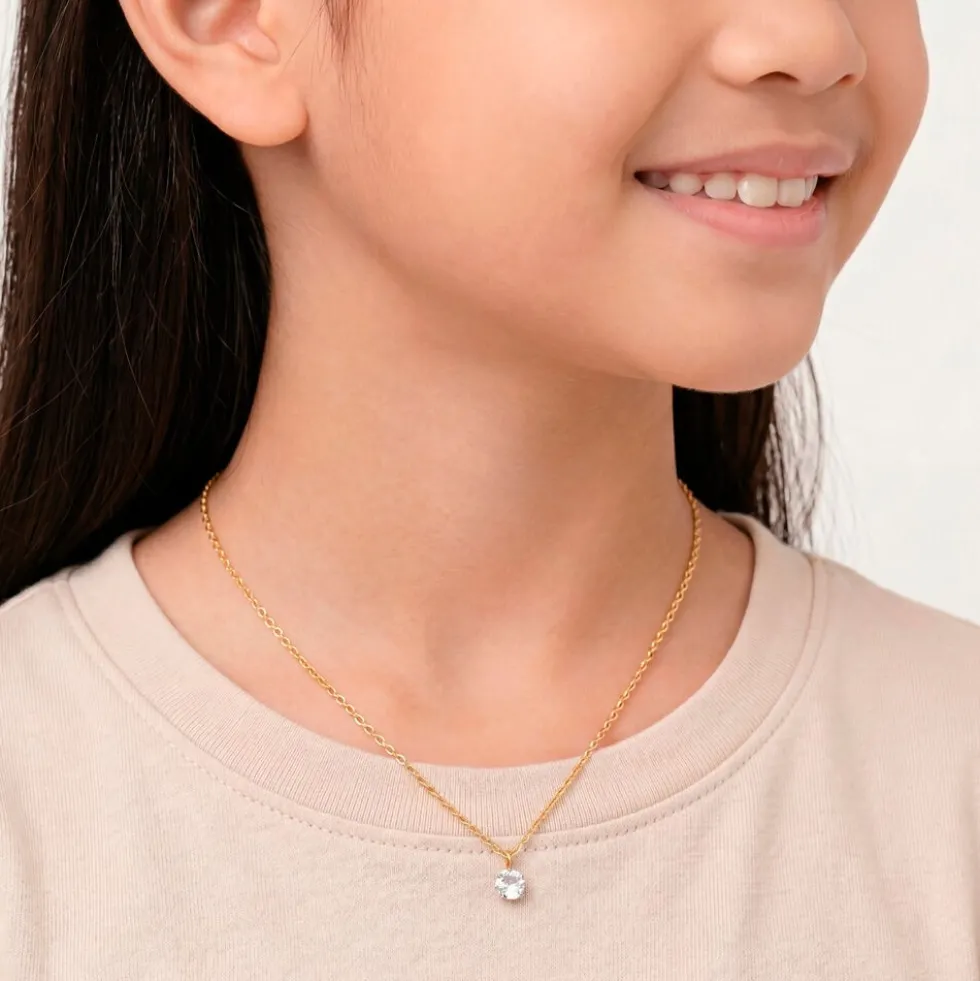 Collier Or Jaune Emilee Oxyde De Zirconium