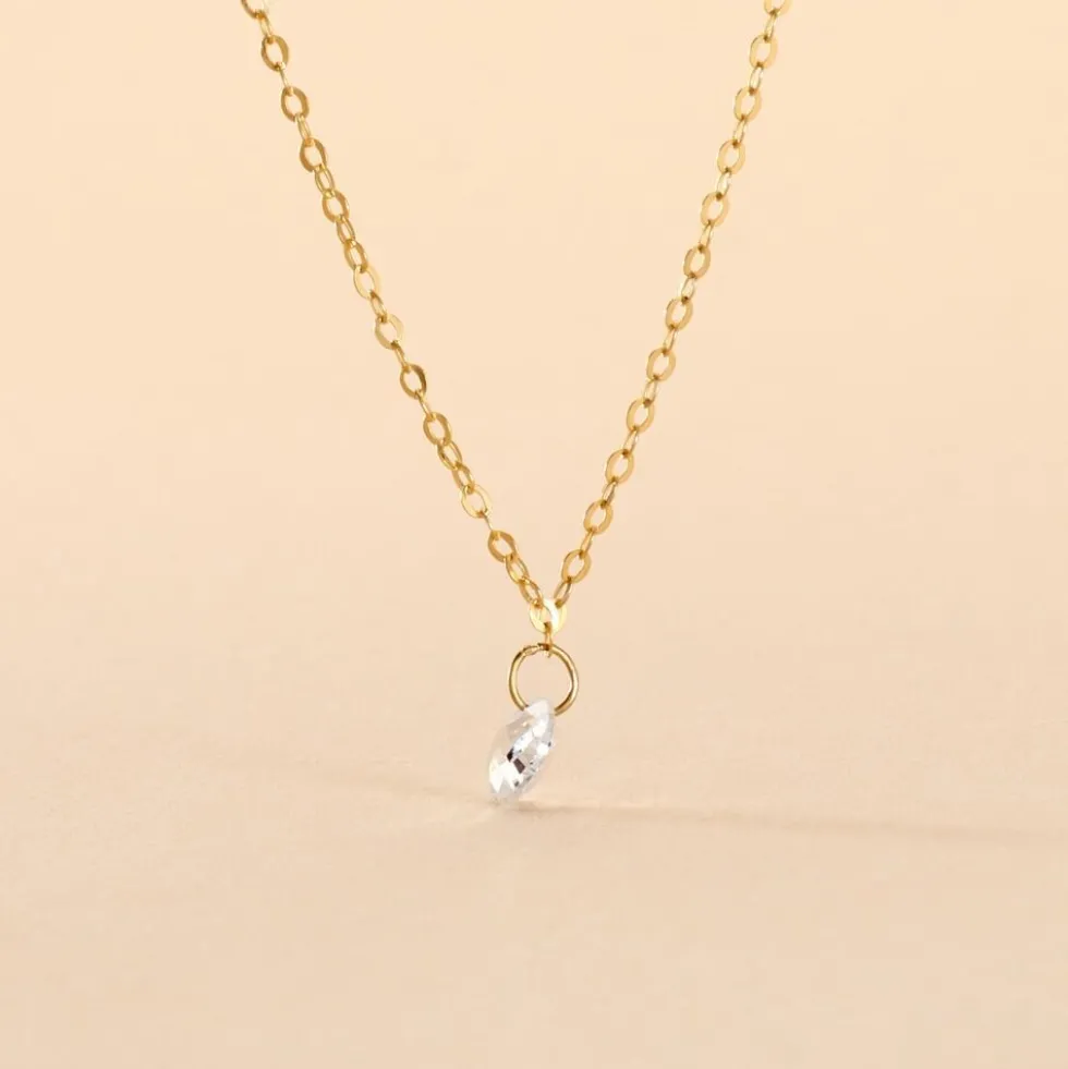 Collier Or Jaune Emilee Oxyde De Zirconium