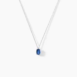 Collier Ovale Or Blanc Saphir