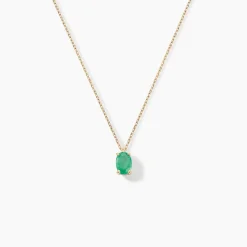 Collier Ovale Or Jaune Emeraude