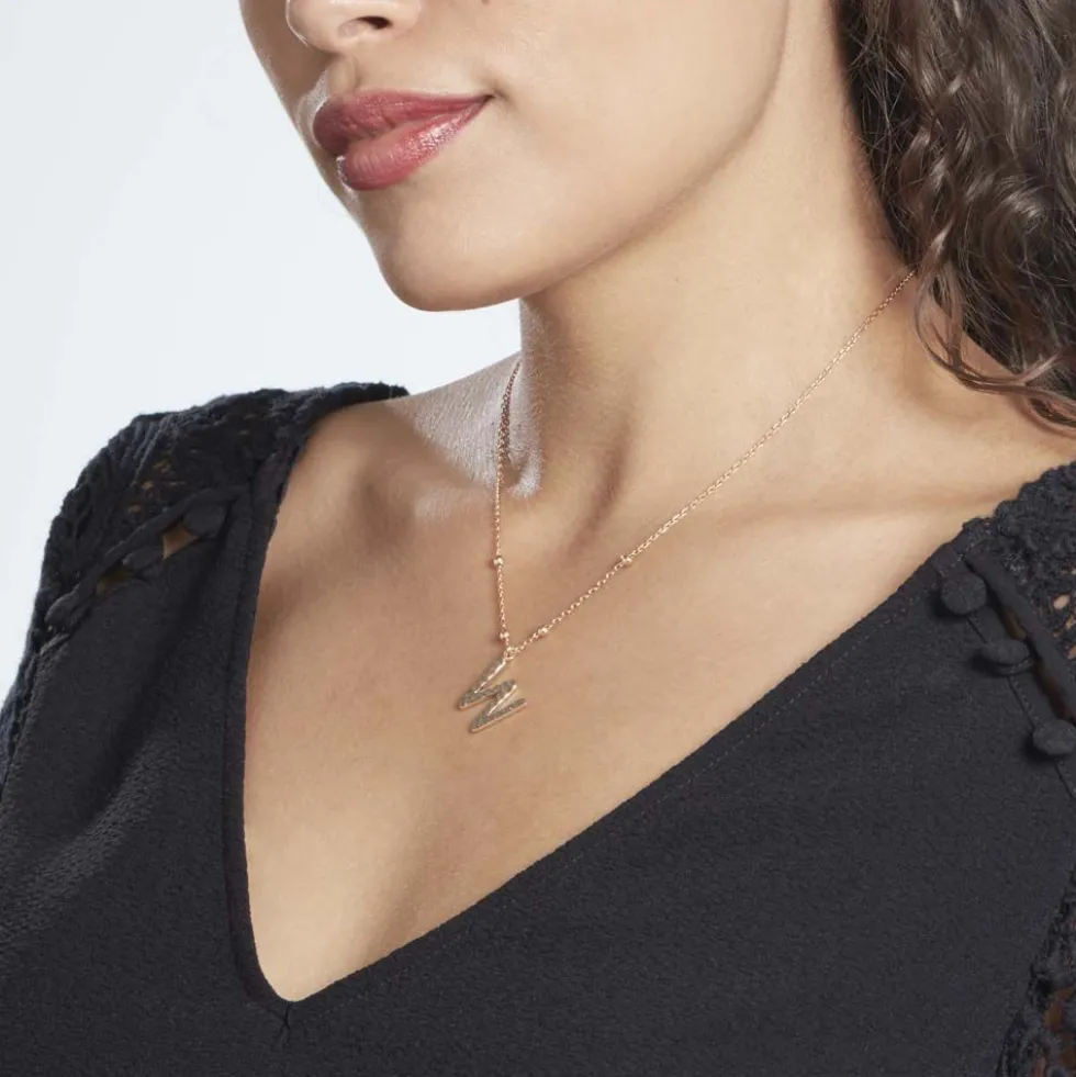 Collier Plaqué Or Jaune Lettra