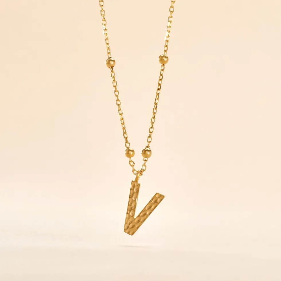 Collier Plaqué Or Jaune Lettra