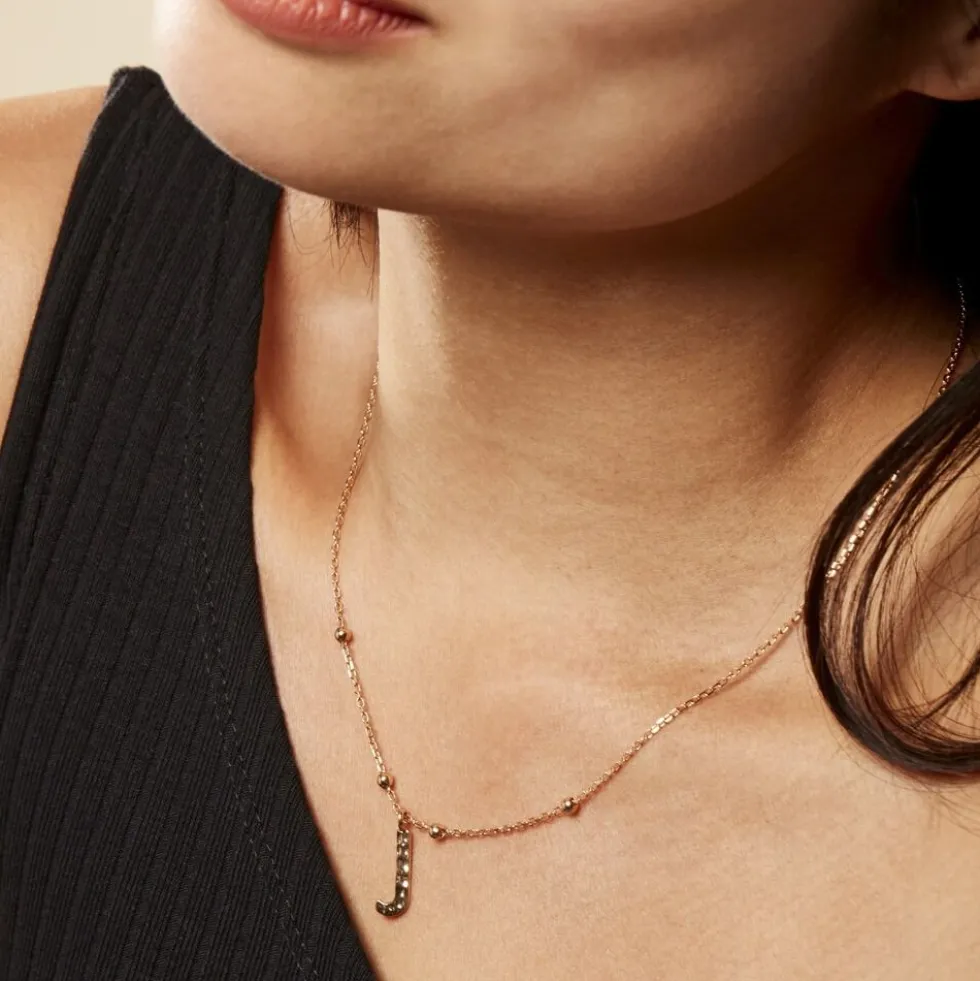 Collier Plaqué Or Jaune Lettra