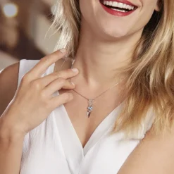 Collier Poehei Argent Blanc Cristaux De Swarovski