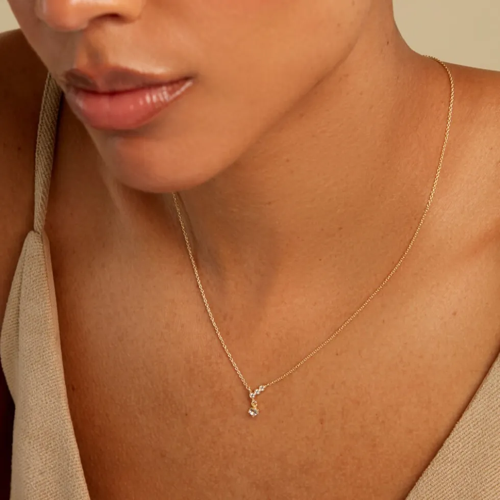 Collier Poem Argent Jaune Topaze Oxyde De Zirconium