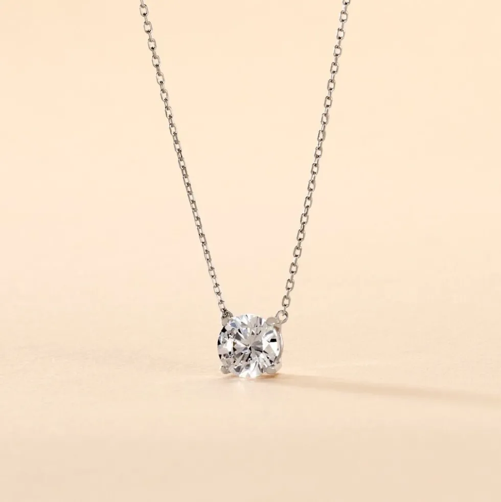 Collier Ponama Or Blanc Oxyde De Zirconium