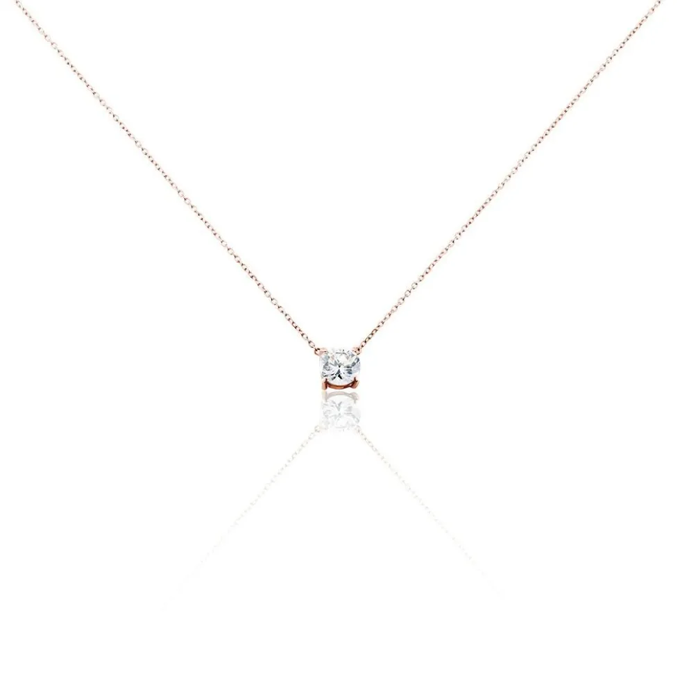 Collier Ponama Or Rose Oxyde De Zirconium