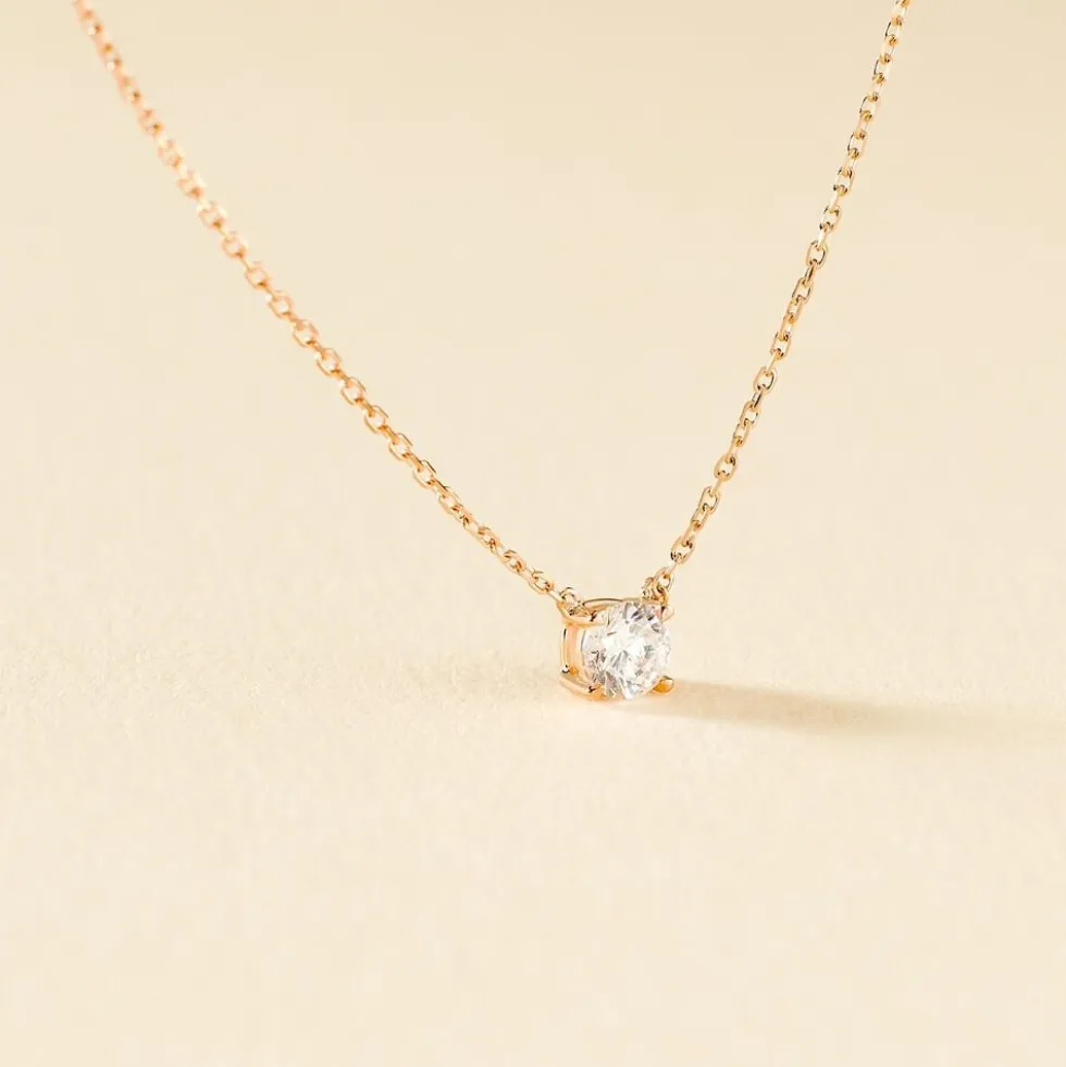 Collier Ponama Or Rose Oxyde De Zirconium