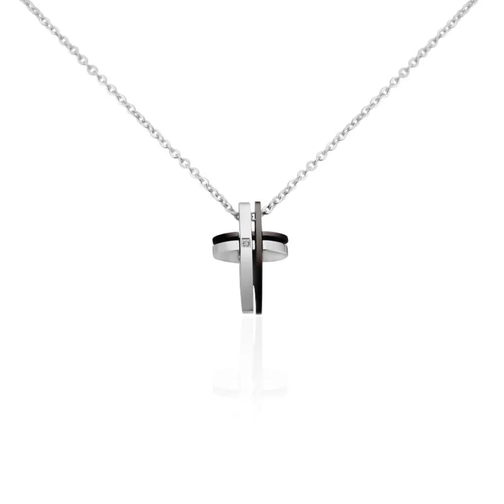 Collier Ruya Acier Bicolore Oxyde De Zirconium
