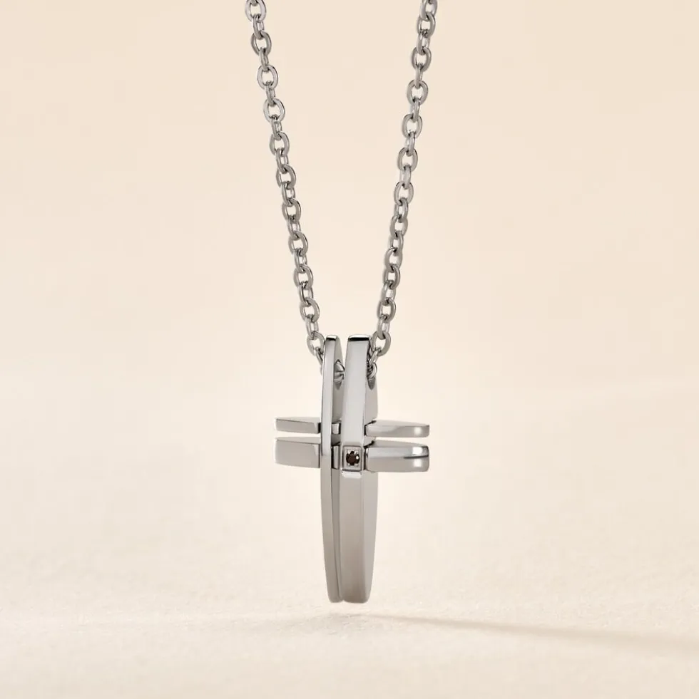 Collier Ruya Acier Blanc Oxyde De Zirconium