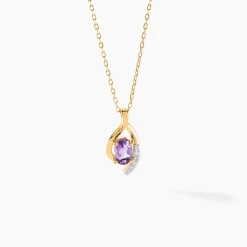 Collier Sagesse Or Jaune Améthyste Oxyde De Zirconium