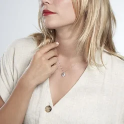 Collier Salvia Argent Blanc Opale