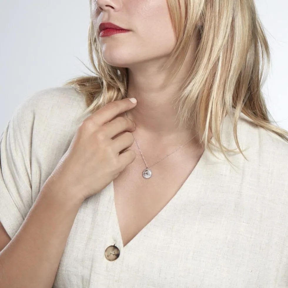 Collier Salvia Argent Blanc Opale