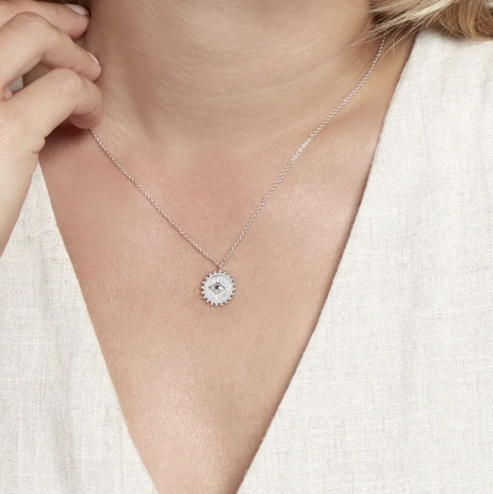 Collier Salvia Argent Blanc Opale