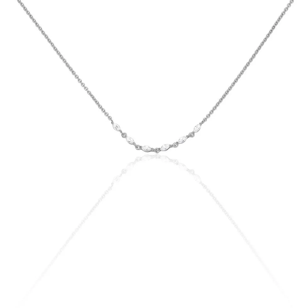 Collier Saphir Argent Blanc Oxyde De Zirconium