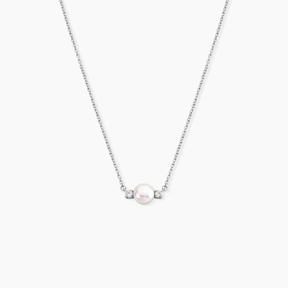 Collier Sari Argent Blanc Perle De Culture Oxyde De Zirconium