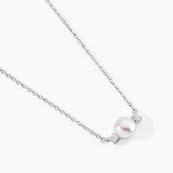 Collier Sari Argent Blanc Perle De Culture Oxyde De Zirconium