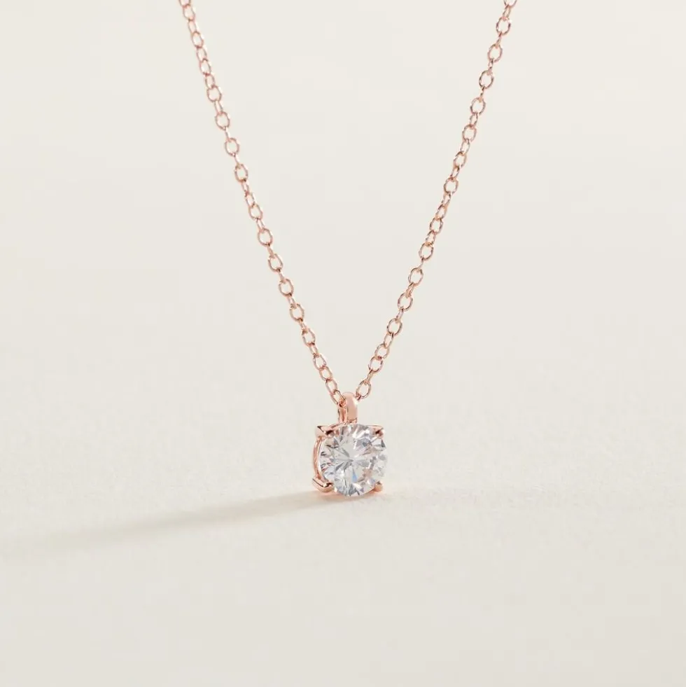 Collier Solitaire Argent Rose Lylwenn Oxyde De Zirconium