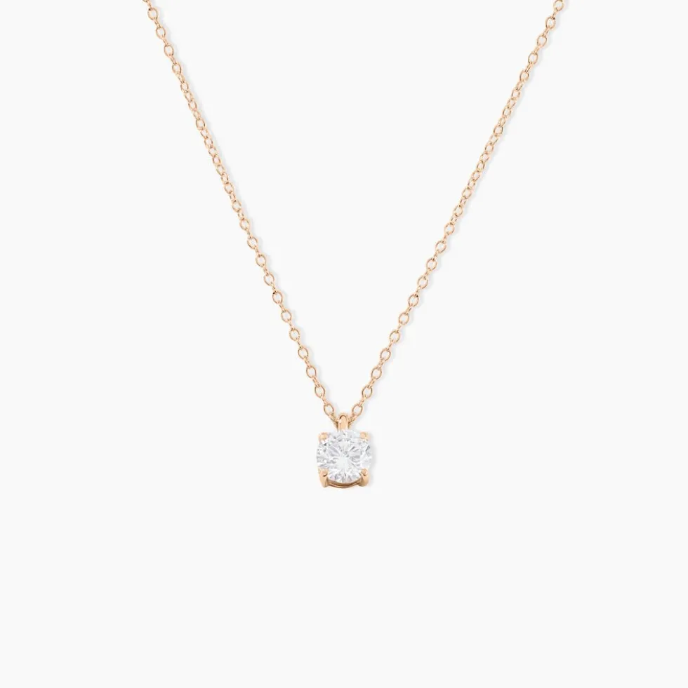 Collier Solitaire Argent Rose Lylwenn Oxyde De Zirconium