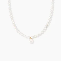 Collier Stella-rose Or Jaune Perle De Culture