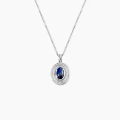 Collier Takara Argent Blanc Lapis Lazuli