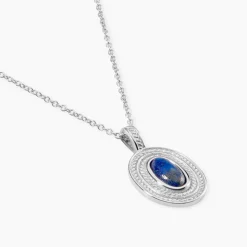 Collier Takara Argent Blanc Lapis Lazuli