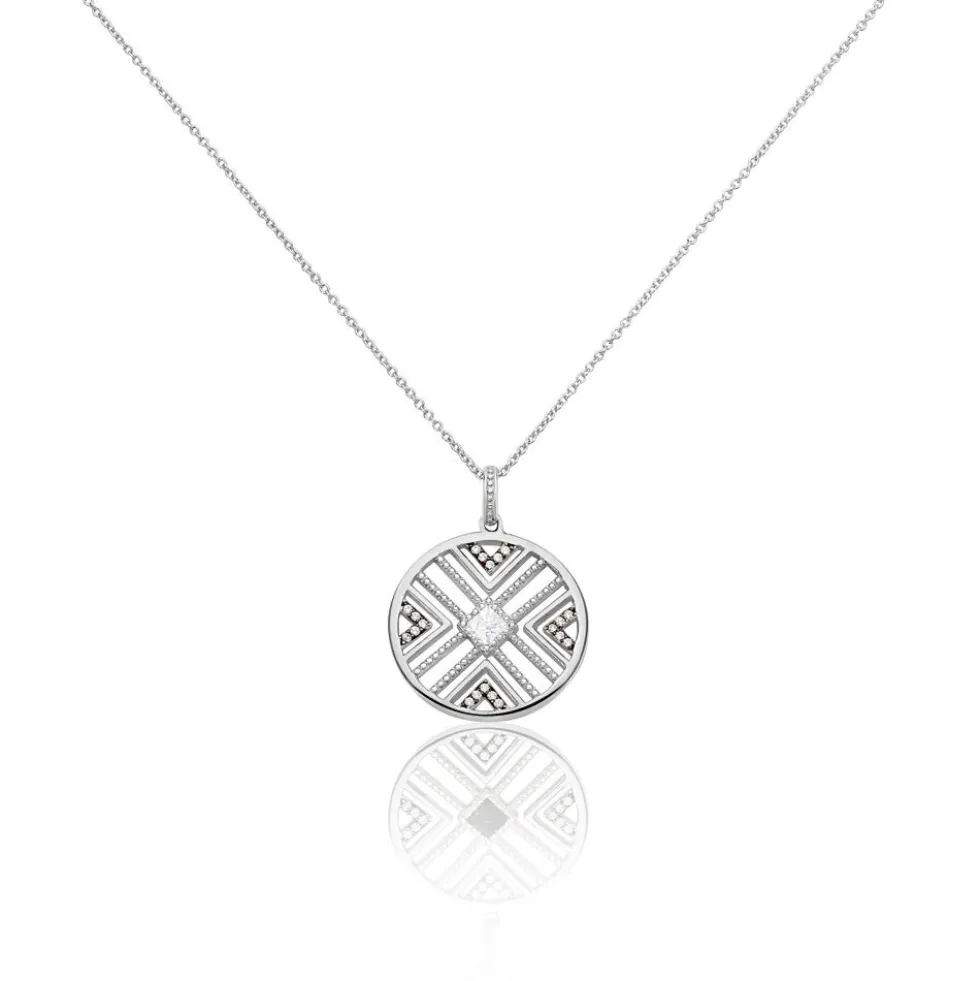 Collier Tribal Argent Blanc Oxyde De Zirconium