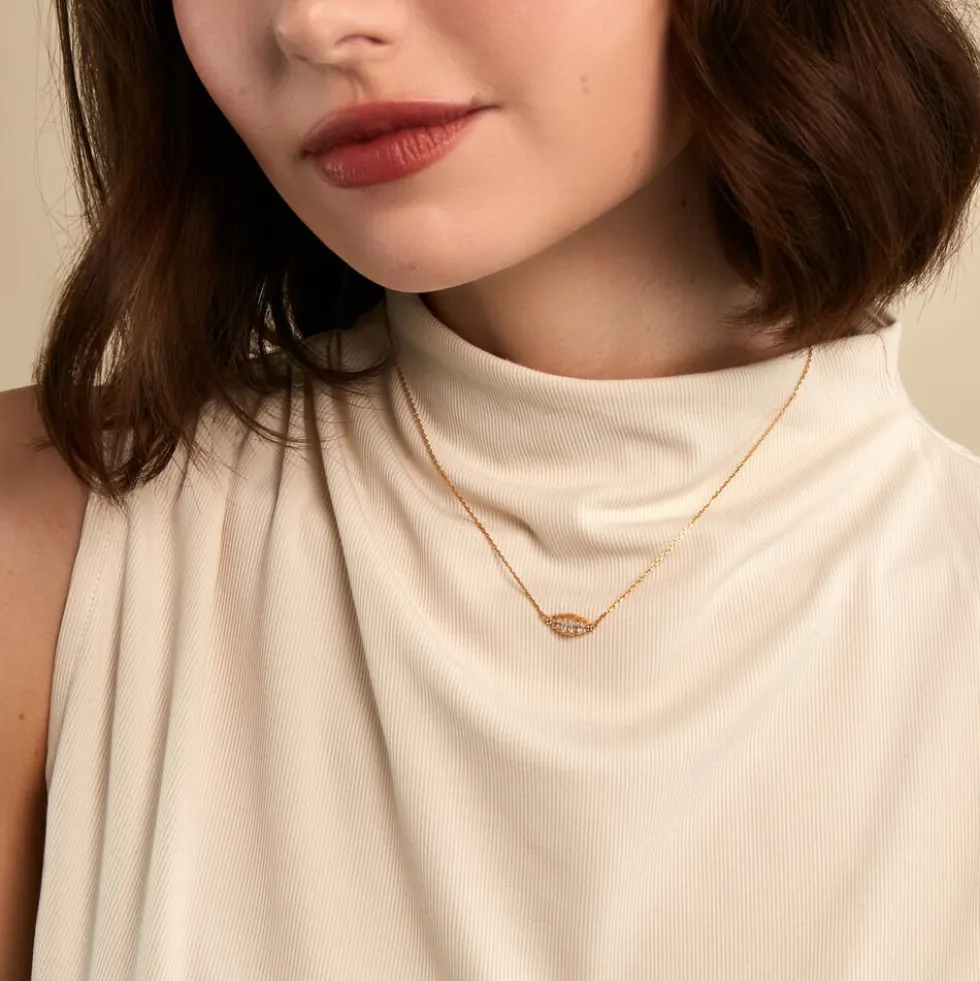 Collier Valentyne Plaque Or Jaune Oxyde De Zirconium