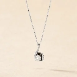 Collier Vrille Accompagnee Or Blanc Diamant