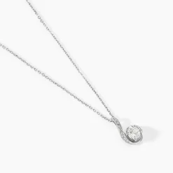 Collier Vrille Accompagnee Or Blanc Diamant