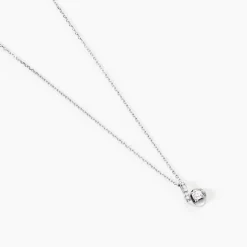 Collier Vrille Accompagnee Or Blanc Diamant
