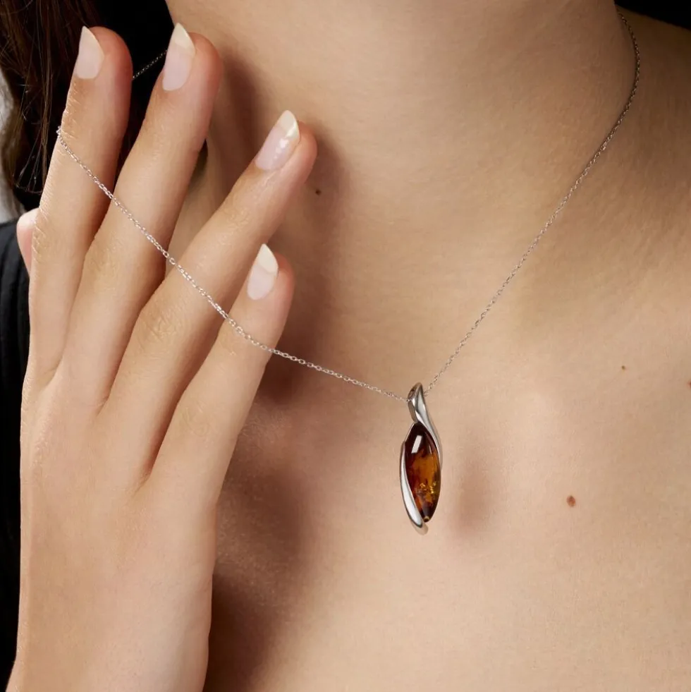 Collier Vyara Argent Blanc Ambre