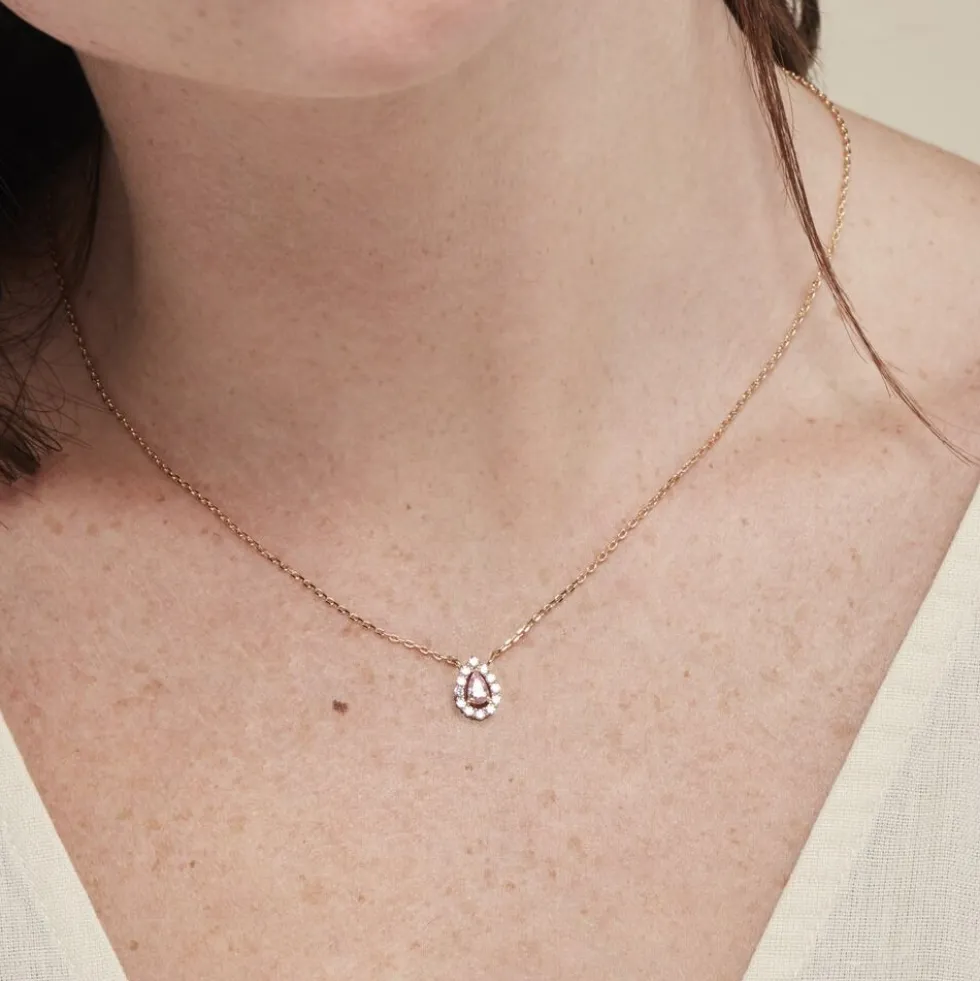 Collier Zihna Plaqué Or Jaune Pierre De Synthèse Oxyde
