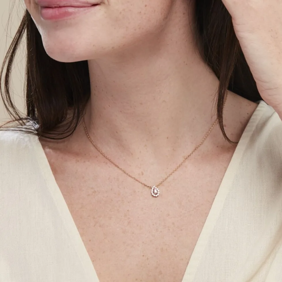 Collier Zihna Plaqué Or Jaune Pierre De Synthèse Oxyde