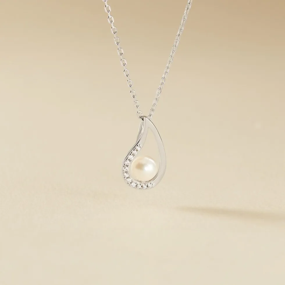 Collier Akiko Argent Blanc Perle De Culture Et Oxyde De Zirconium