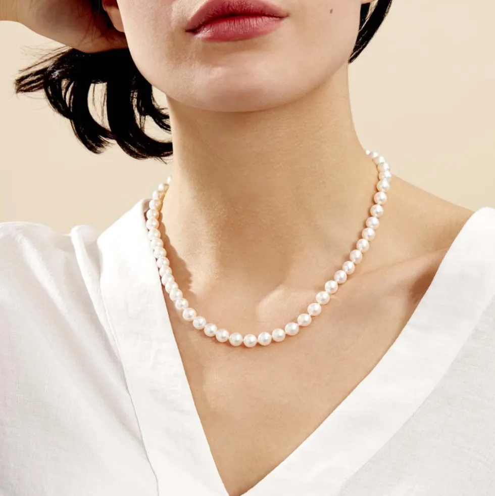 Collier Akoya Or Jaune Perle De Culture D'akoya
