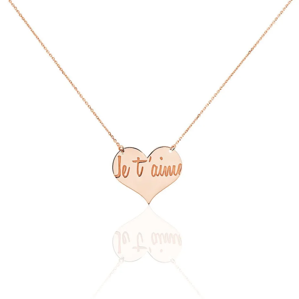 Collier Albizia Coeur Message Or Rose