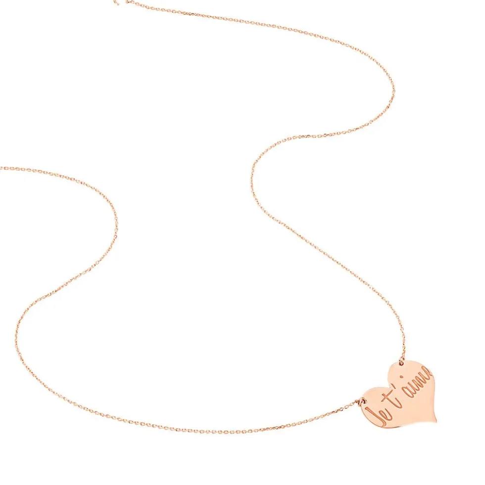 Collier Albizia Coeur Message Or Rose