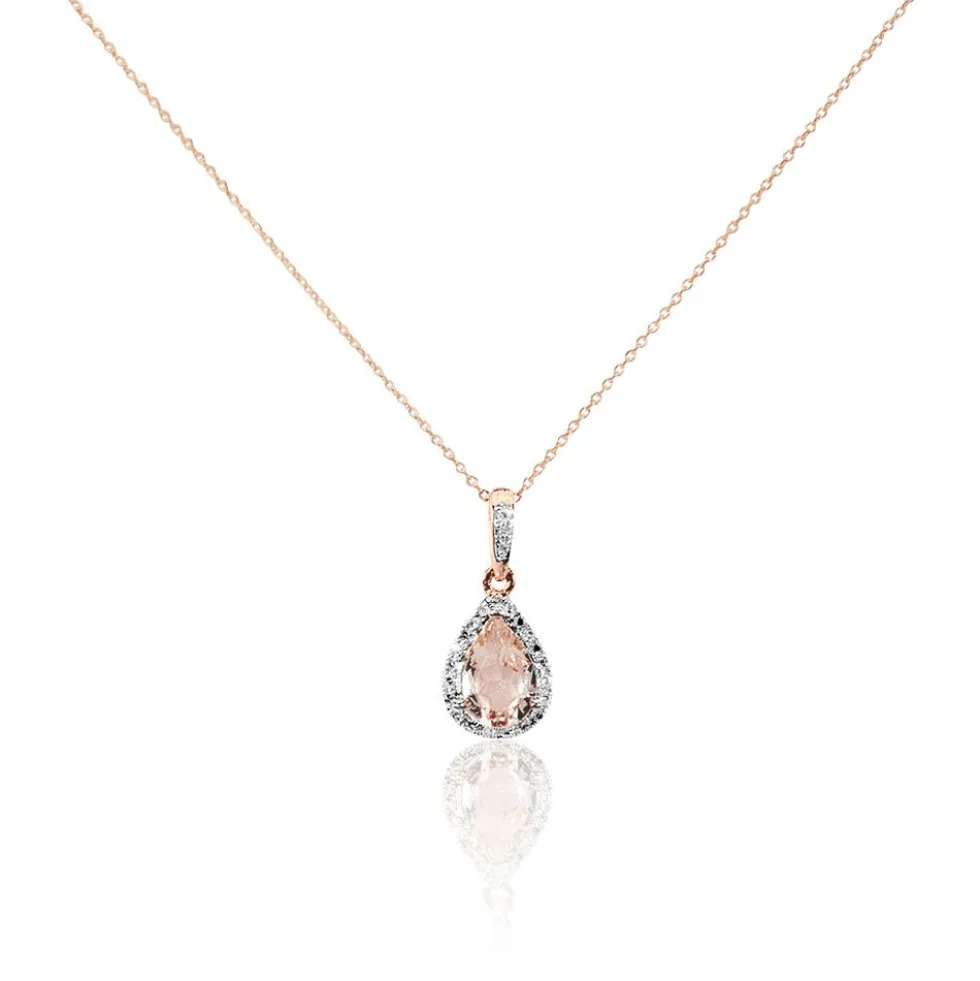 Collier Alice Or Rose Morganite Et Oxyde De Zirconium