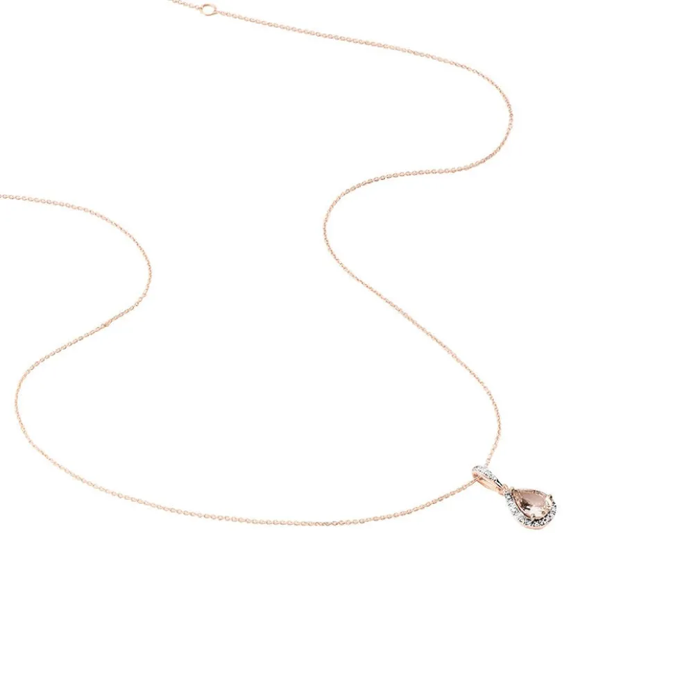 Collier Alice Or Rose Morganite Et Oxyde De Zirconium