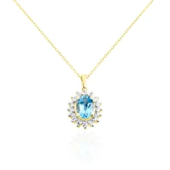 Collier Allande Or Jaune Topaze Et Oxyde De Zirconium