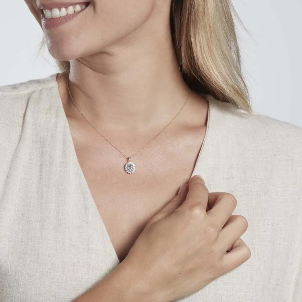 Collier Allande Or Jaune Topaze Et Oxyde De Zirconium