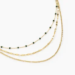 Collier Amala Acier Jaune Verre