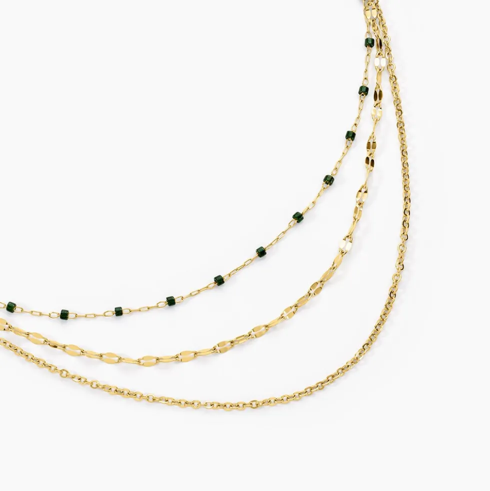 Collier Amala Acier Jaune Verre