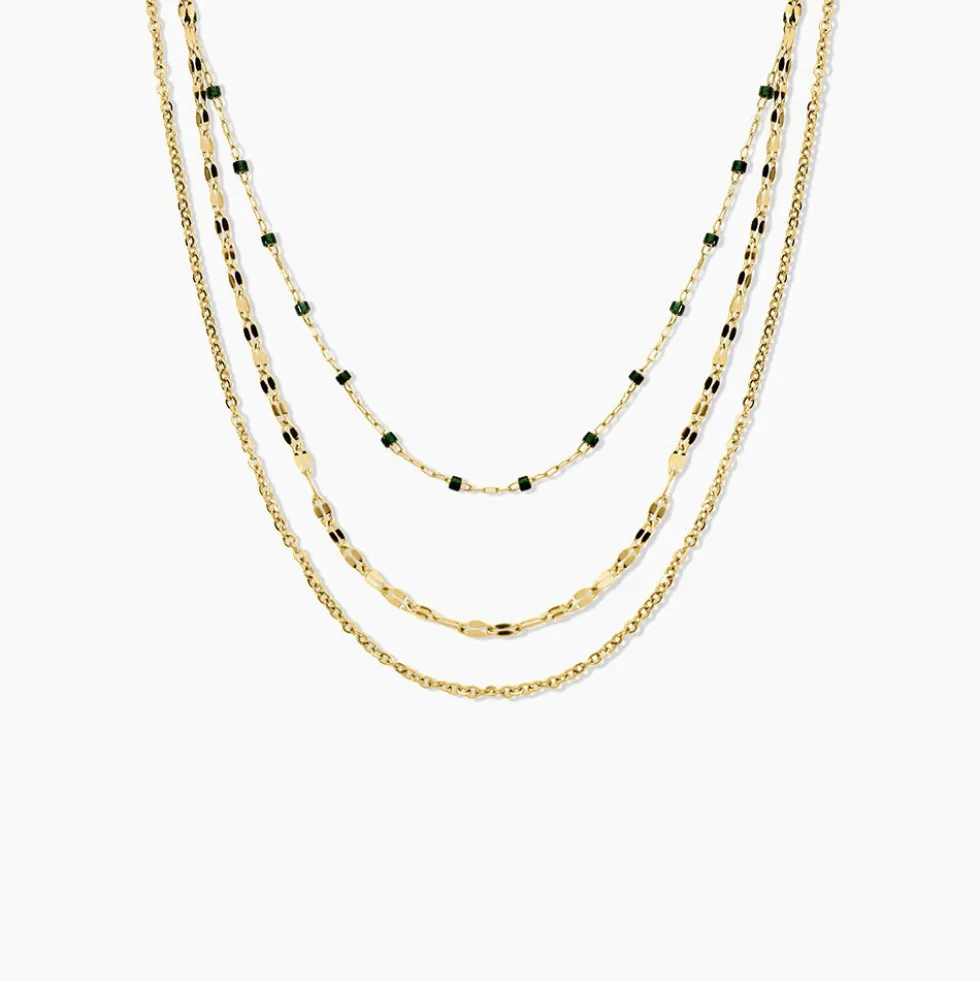Collier Amala Acier Jaune Verre