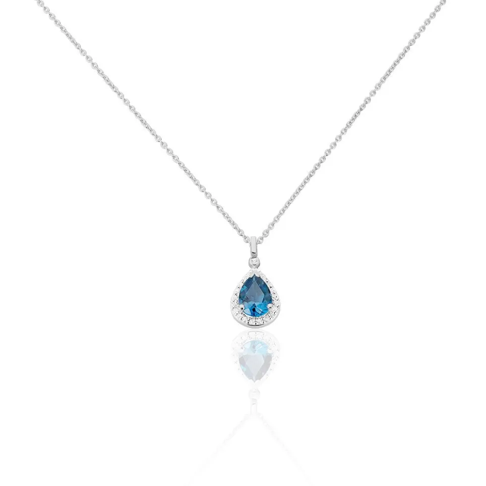 Collier Anatolie Or Blanc Topaze Et Oxyde De Zirconium